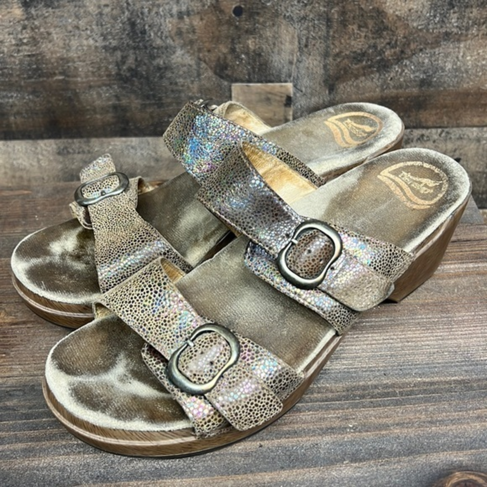 Dansko Sophia‎ Brown Speckled Womens Leather Comfort Clog Sandals Size 41